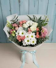 Букет цветов из:  Розы, Лизиантусы и Хризантемы в Белой Березке