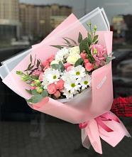 Букет цветов из:  Розы, Лизиантусы и Хризантемы в Белой Березке